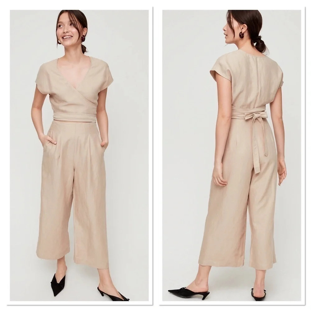 Wilfred Brax Linen Cut Out Jumpsuit beige